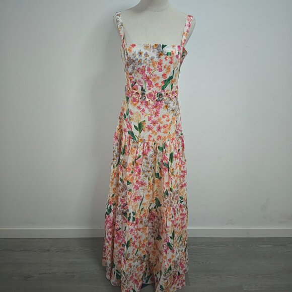 Agua By Agua Bendita lima jardiniera' floral-print linen maxi dress - Picture 2 of 15